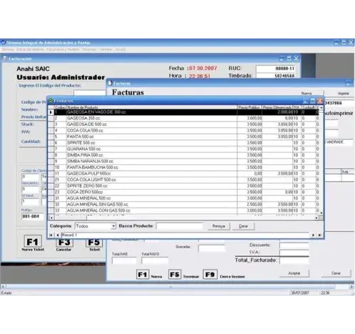 SISTEMA ADMINISTRATIVO Y FACTURACION PARA PUNTOS DE VENTAS